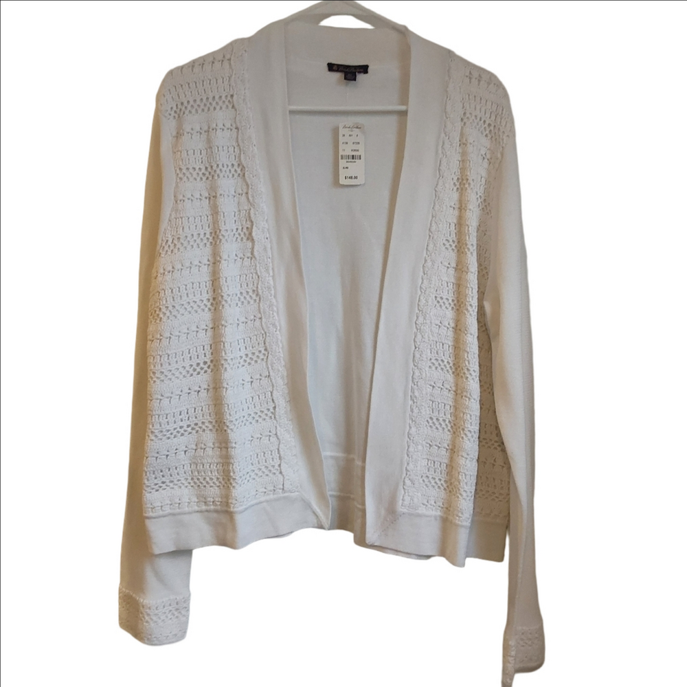 Brooks Brothers White Open-Front Sweater XL
